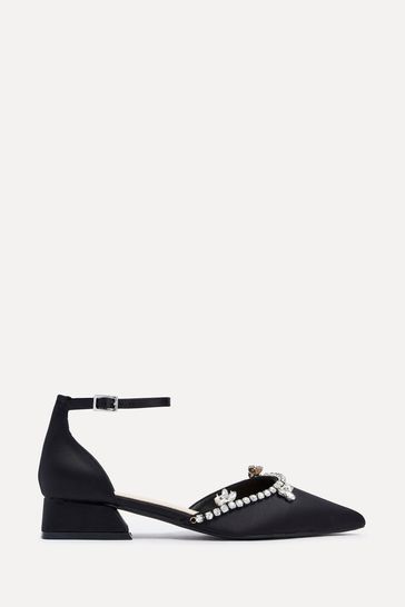 Low block heel shoes black on sale