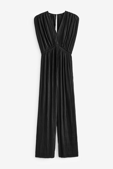 Black pleated jumpsuit new arrivals