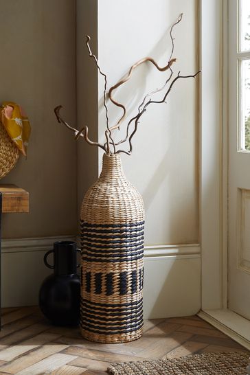 Black/Natural Extra Large Woven Flower Vase