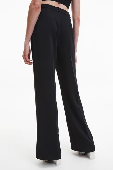 Buy Calvin Klein Black Crepe Wide Leg Trousers from Next Luxembourg