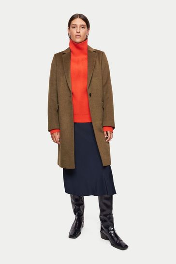 Jigsaw Brown Relaxed Wool City Coat