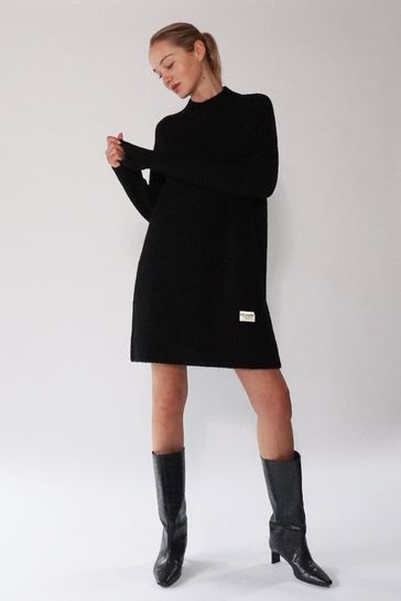 Buy Religion Black High Neck Jumper Tunic Dress In Neutral Pattern