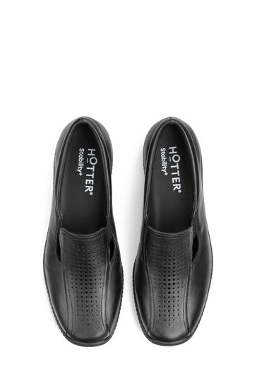 Hotter Calypso II Wide Fit Black Slip On Shoes