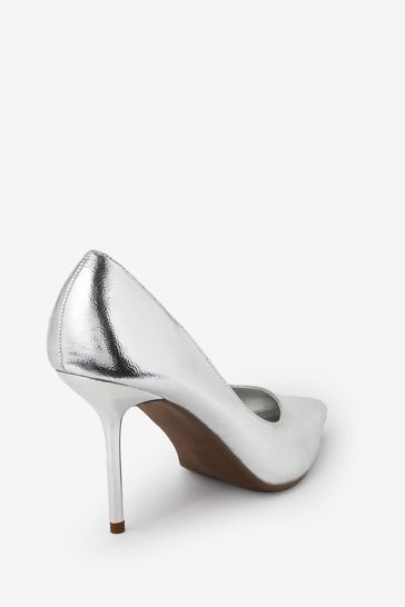 Next silver new arrivals court shoes