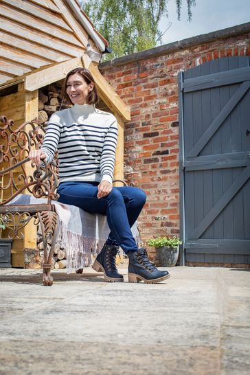 Relife by Pavers Blue Block Heeled Ankle Boots