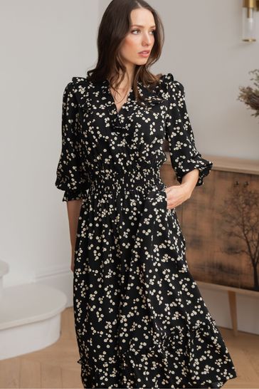 Daisy print wrap dress online