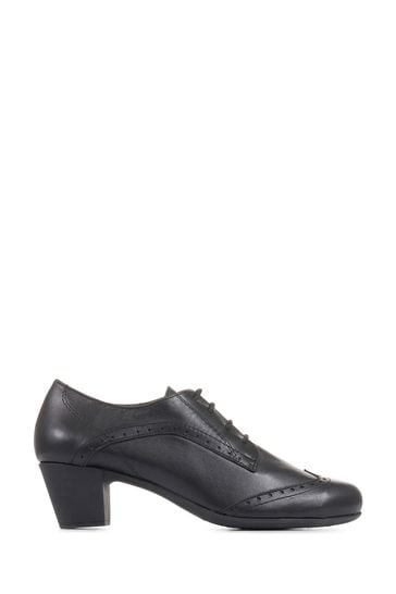 Pavers Womens Black Heeled Brogues