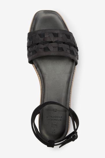 Buy Black Extra Wide Fit Forever Comfort Leather Platform Sandals