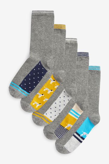 Charcoal Grey Dogs Ankle Socks 5 Pack