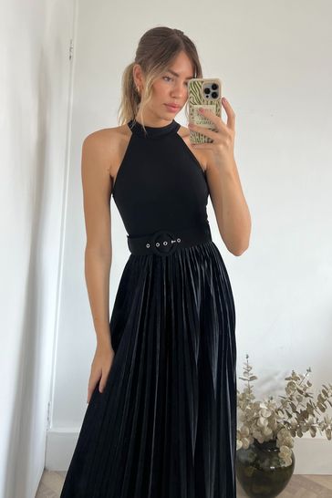 Halter pleated waisted maxi dress new arrivals