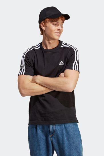 adidas Black Essentials Single Jersey 3-Stripes T-Shirt