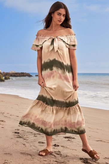 Frill cold shoulder midi dress sales