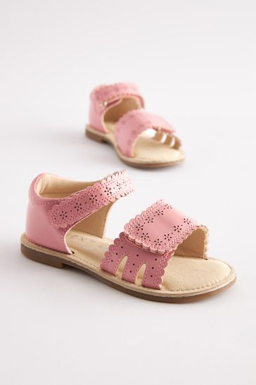 Buy Pink Wide Fit G Adjustable Strap Scallop Sandals from Next