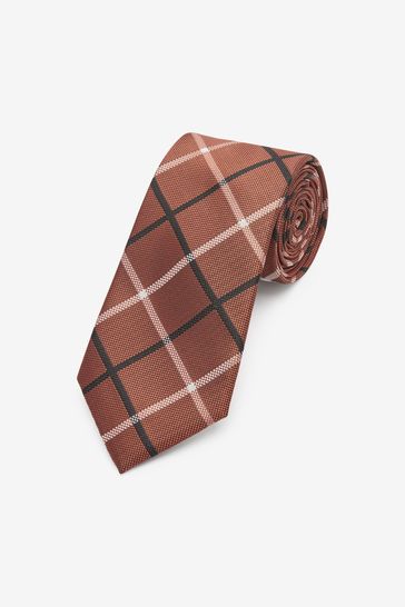 Brown Check Regular Pattern Tie