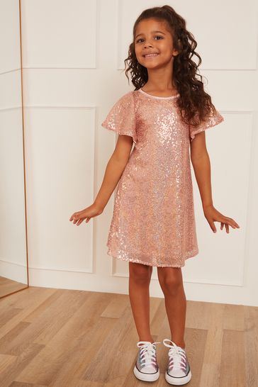 Chi Chi London Pink Sequin Smock Dress