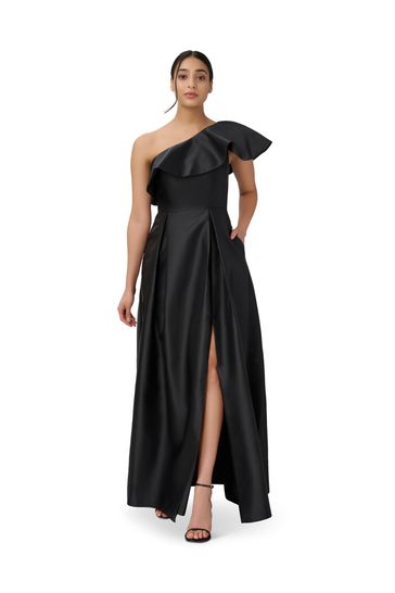 Buy Adrianna Papell One Shoulder Black Mikado Gown from Next