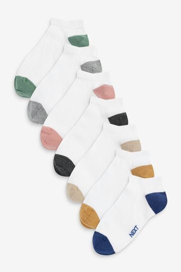 Pack de 7 pares de calcetines deportivos de alto contenido en algodón con talón y puntera en blanco y en tonos llamativos