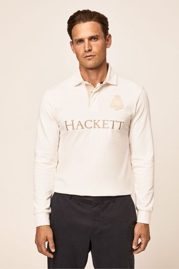 Hackett London Mens Cream Rugby Shirt