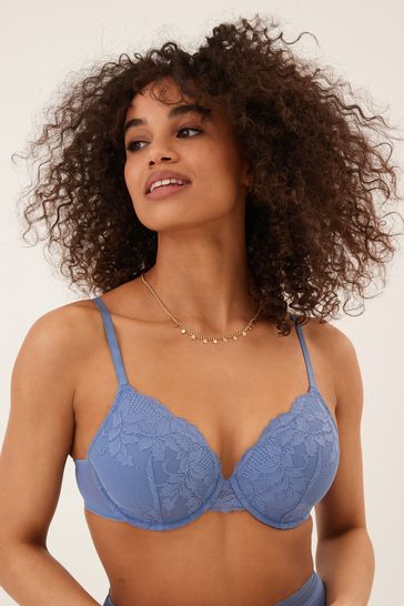 Buy Blue/White Pad Full Cup Lace Bras 2 Pack from Next Luxembourg