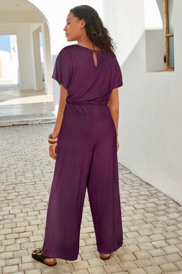 Purple wide shop leg jumpsuit
