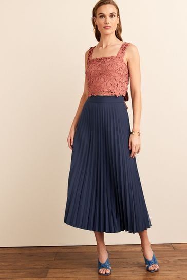 Dark grey pleated midi skirt clearance