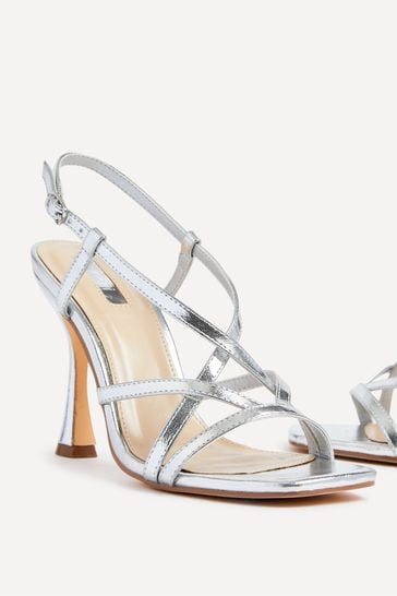 Medium heel silver sandals outlet