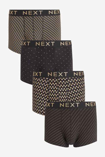 Black/Gold Pattern 4 pack Hipsters