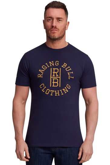 Raging Bull Blue Embroidered RB Sticks T-Shirt