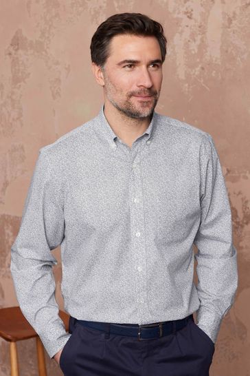 The Savile Row Company Blue Floral Print Classic Fit Shirt