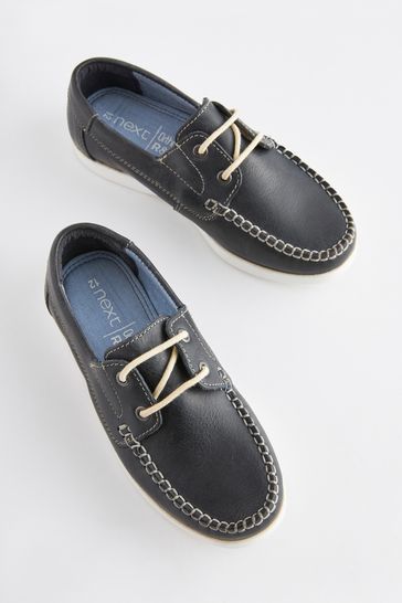 Buy Navy Leather Boat Shoes from Next Ireland