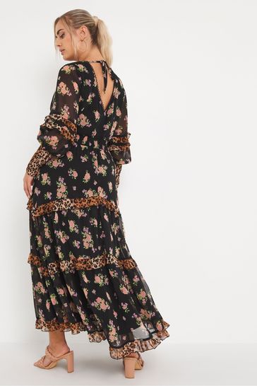 Black print 2025 maxi dress
