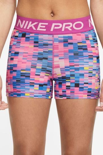 Nike Pink/Blue Pro Dri-FIT 3 Inch All Over Print Shorts