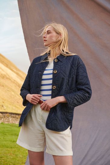 Barbour Navy Blue Denim Barrhead Quilted Jacket