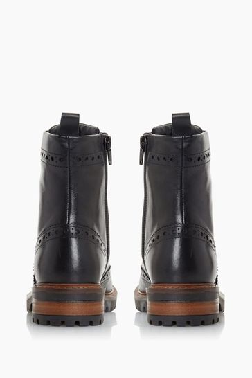 Buy Dune London Purely T Brogue Detail Black Lace Up Ankle Boots