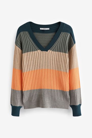 V neck sweater striped on sale