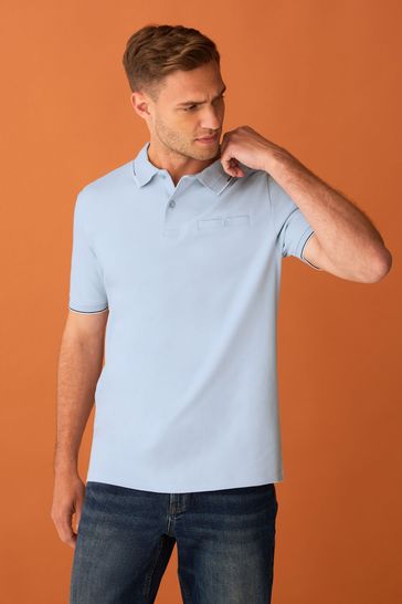 F&F Blue Smart Tipped Polo Shirt