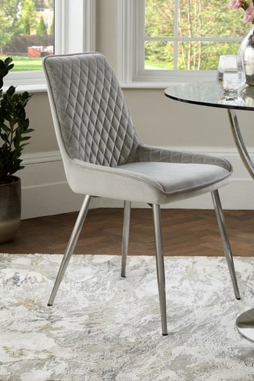 Chrome and top grey dining chairs