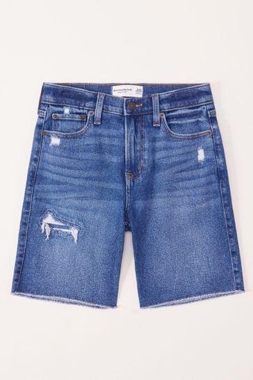 Abercrombie & Fitch Blue Distressed Denim Shorts