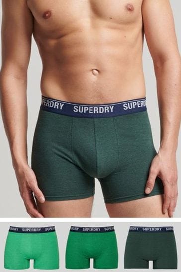 Superdry Green Organic Cotton Boxers 3 Pack