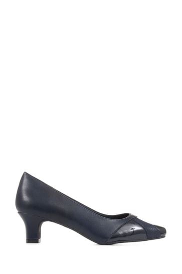 Pavers Blue Block Heeled Court Shoes