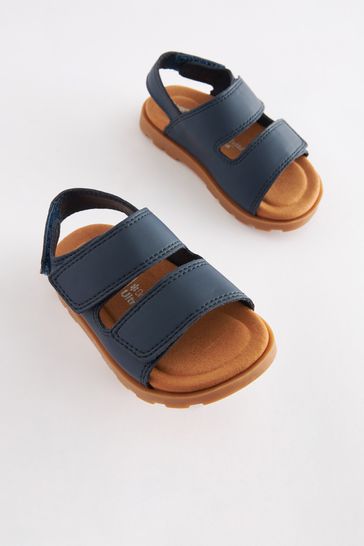 Buy Navy Blue Cushioned Double Touch Fastening Strap Sandals from Next Luxembourg