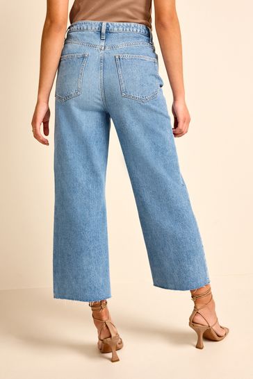Ladies cropped wide leg jeans cheap
