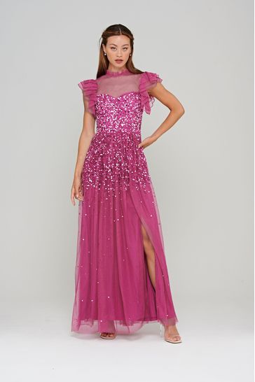 Amelia Rose Pink Embellished Maxi Dress