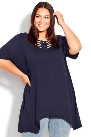 Avenue Blue Knotted Cage Tunic