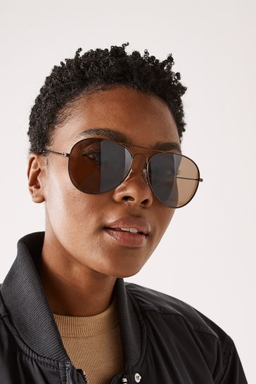Brown Aviator Style Sunglasses