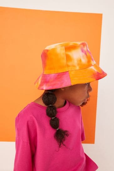 Pink/Orange Tie Dye Printed Bucket Hat (3mths-16yrs)