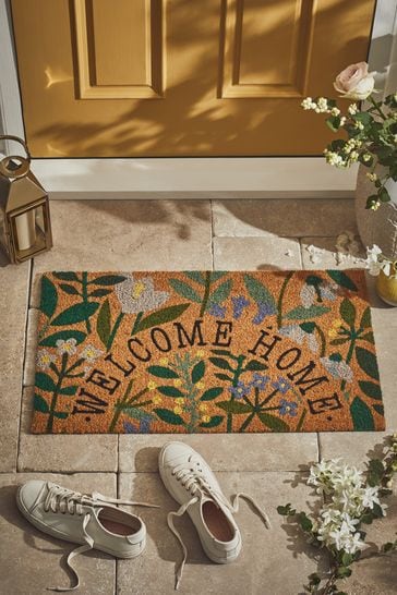 Green Welcome Home Cottage Floral Doormat