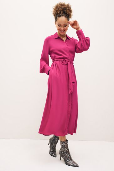Buy Pink Belted Midi Shirt Dress from Next Austria