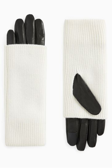 AllSaints White Zoya Cuff Gloves