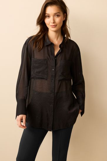 Black sheer button up top 2025